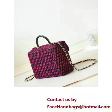 Chanel Wool Tweed  &  Gold-Tone Metal Small box Bag AS4470 Fuchsia  &  Black 2023